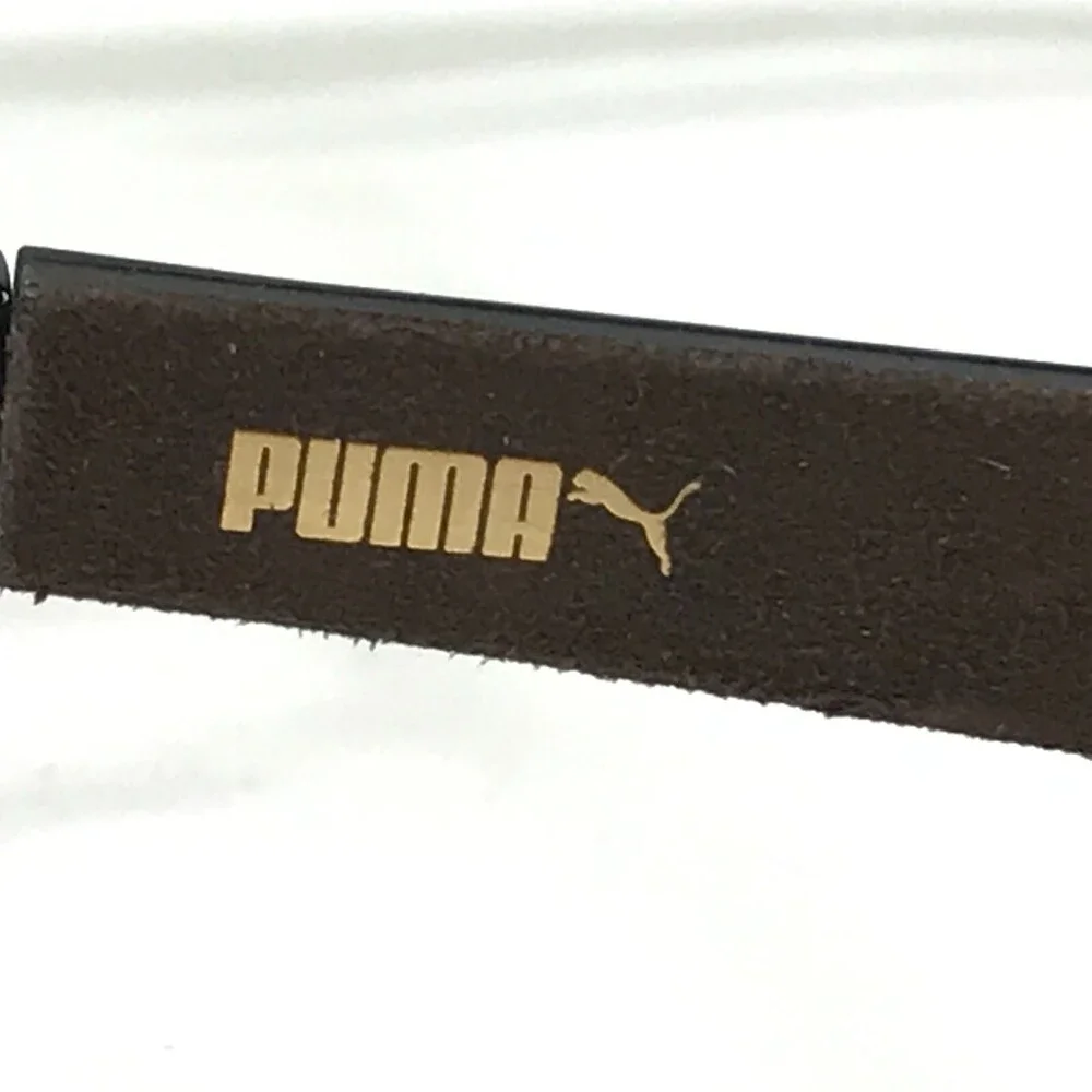 Puma Eyeglasses Frames PU00430A 009 Brown Suede Leather Tortoise 53-20-140